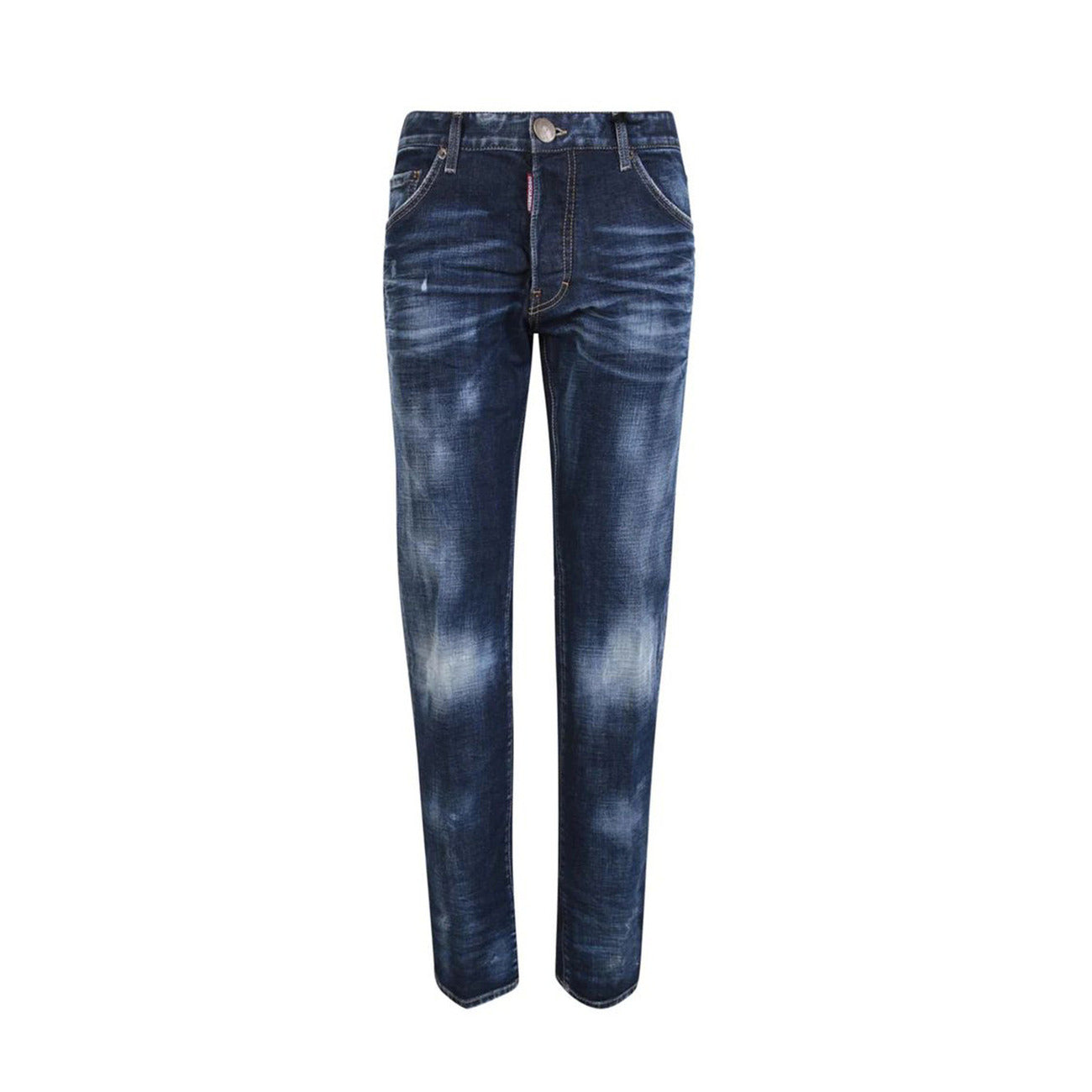 Dsquared2 Jeans Uomo Blu Monocromo Effetto Consumato in Cotone 98% Elastan 2% con Zip e Bottone Tasche Anteriori e Posteriori V_29570