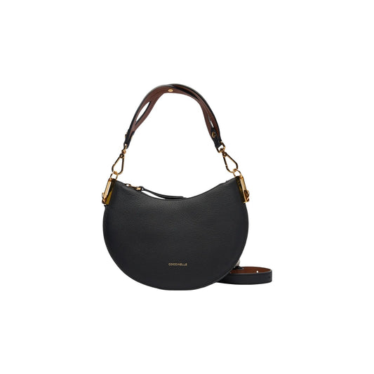 Borsa Coccinelle grigia a mezzaluna Coccinellesunup E1 QKF 13 03 01. Borsa a spalla e tracolla da donna grigia in vera pelle con manico, tracolla staccabile, dettagli oro e chiusura zip, borsa casual elegante 4 stagioni Made in Italy.