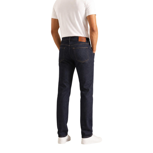 Jeans Calvin Klein Jeans uomo blu slim LV04RH705G. Pantaloni in denim stretch 4 stagioni con taglio aderente, cuciture in contrasto e salpa logo CK posteriore, abbigliamento uomo casual.