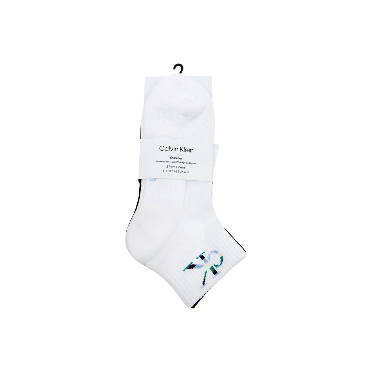 Pack 2 Paia Calzini Quarter CK Jeans; Bianco e nero. 80% Cotone, 20% Fibre tecniche. Lunghezza sopra il malleolo, traspiranti, con logo monogramma ricamato. Stile casual premium.