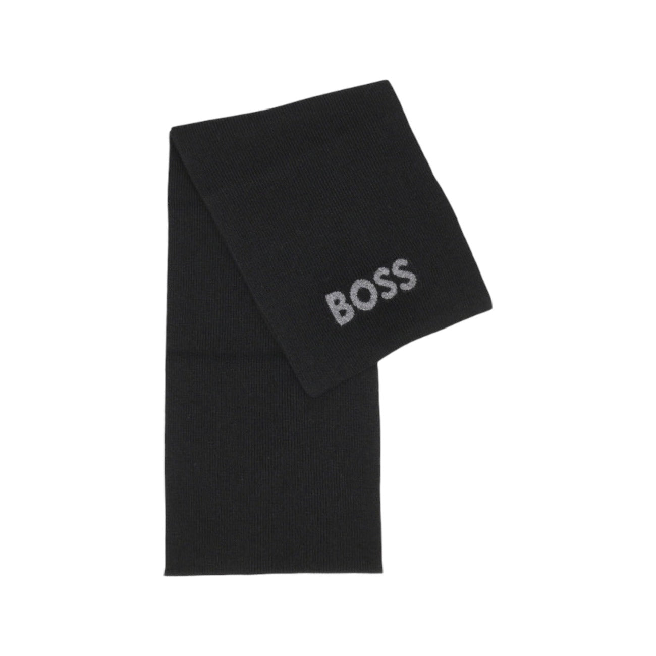 Boss Sciarpa Uomo Nera con Stampa - Sciarpa Lana Acrilico Viscosa 180x25cm Autunno Inverno