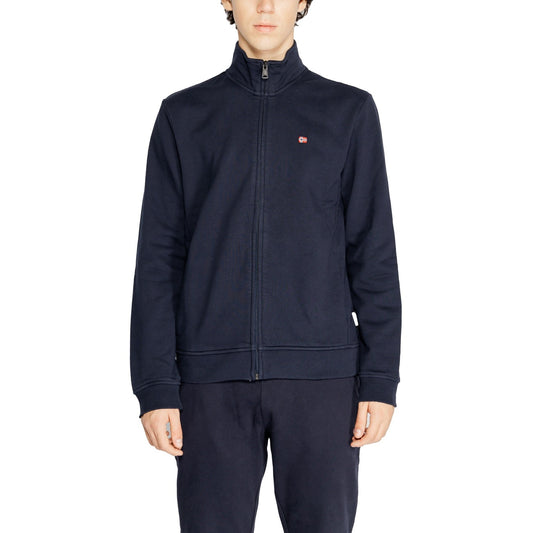 Napapijri Felpa con Zip Uomo Blu Maniche Lunghe Scollo Alto - Felpa Cotone Poliestere