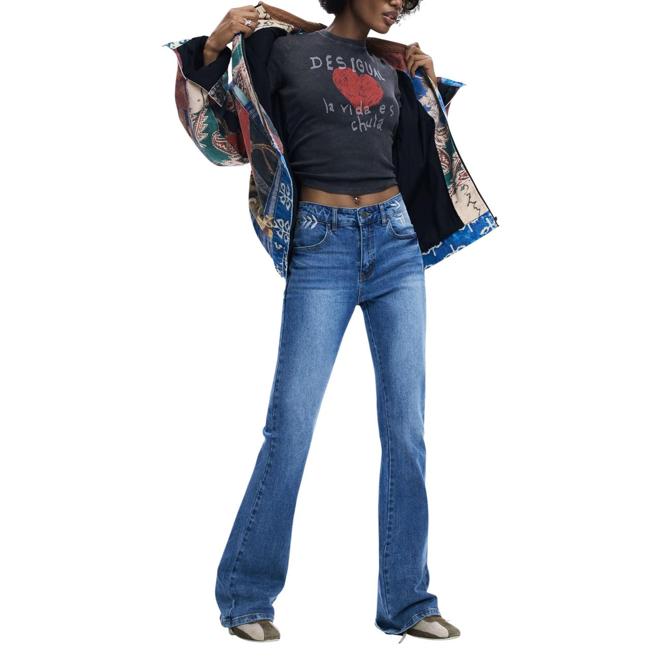 Jeans Desigual donna blu 99% cotone 1% elastan - vista frontale
