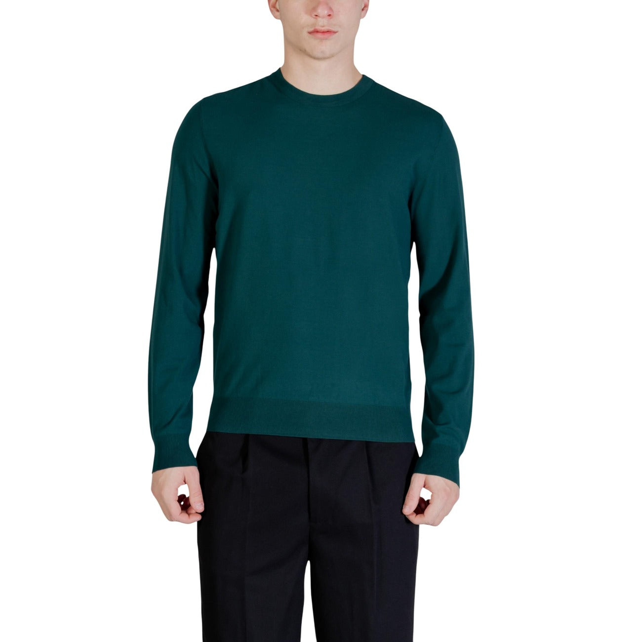 Guess Maglia Uomo Verde con Maniche Lunghe Scollo Tondo in Viscosa 80% Poliestere 20% Primavera/Estate M6RR16 Z4442