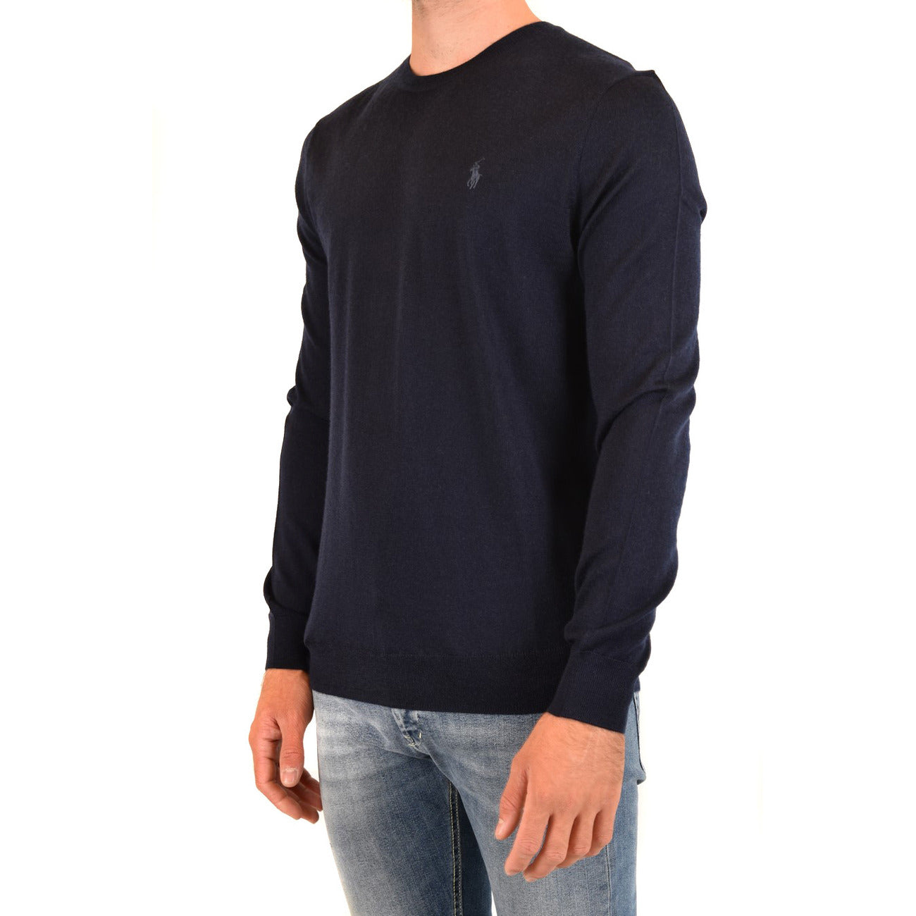 Polo Ralph Lauren Maglia Uomo Blu Scollo Tondo Manica Lunga Autunno Inverno V_31781