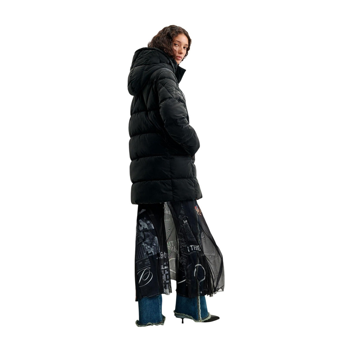 Piumino donna Desigual Priscilla – Cappotto ecopelle nero con cappuccio COAT_PRISCILLA.