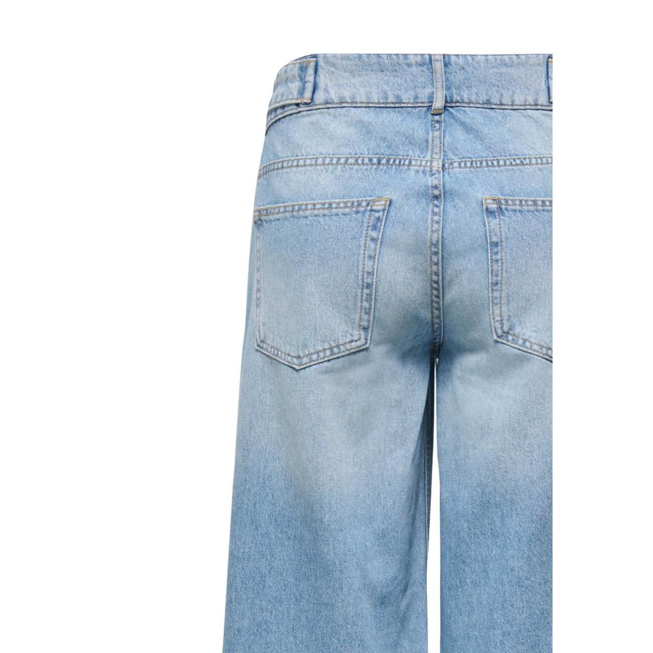 Jeans Only donna chiari Wide Fit 15367859. Jeans a vita media e gamba larga azzurro chiaro Light Blue Denim slavato in puro cotone biologico, 5 tasche con zip e bottone, pantaloni jeans estivi morbidi e traspiranti Only.