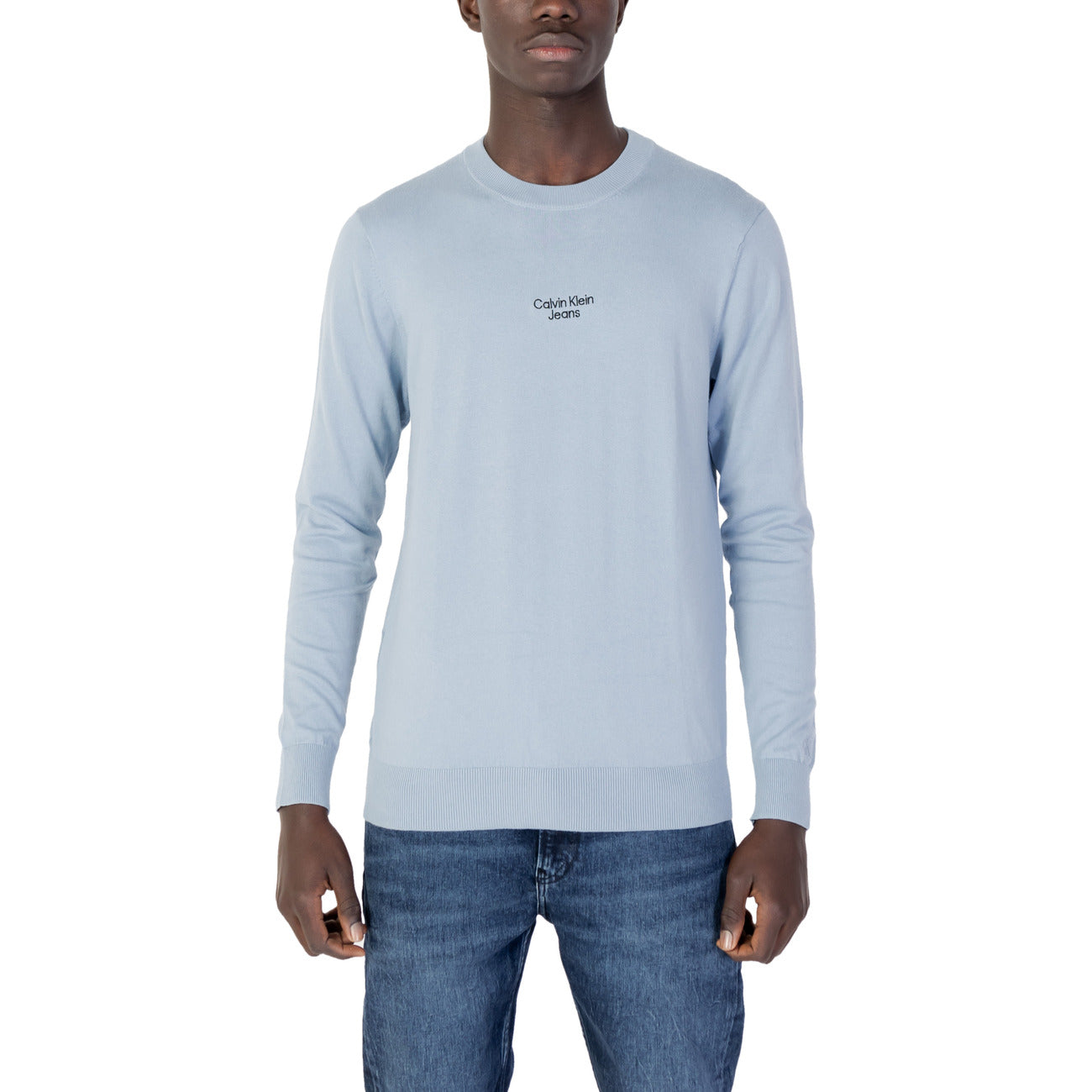 Calvin Klein Jeans Maglia Uomo Azzurro Manica Lunga Cotone Poliestere Elastan Primavera Estate J30J320618
