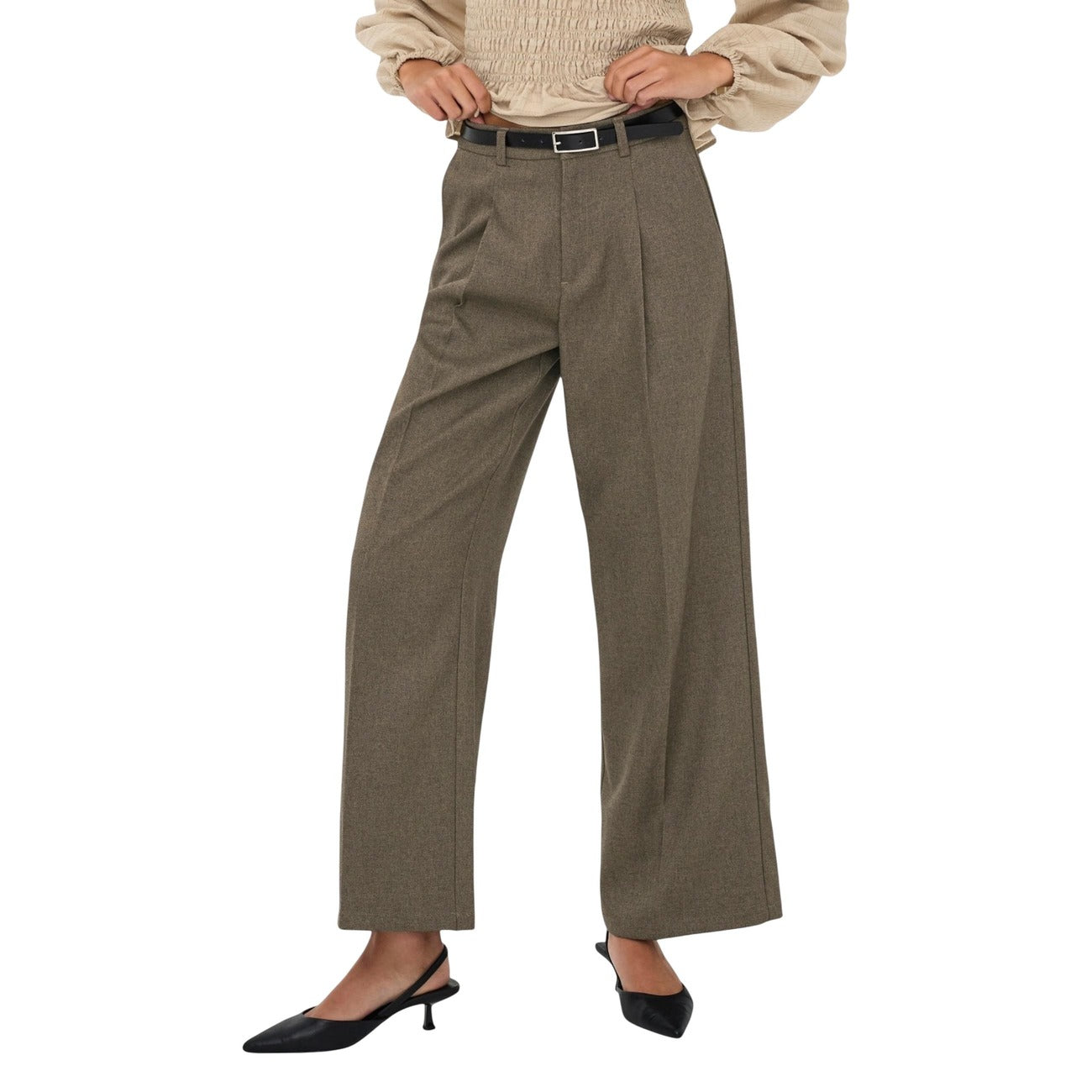 Jacqueline De Yong Pantaloni Donna Marroni - Pantaloni Poliestere Elastan