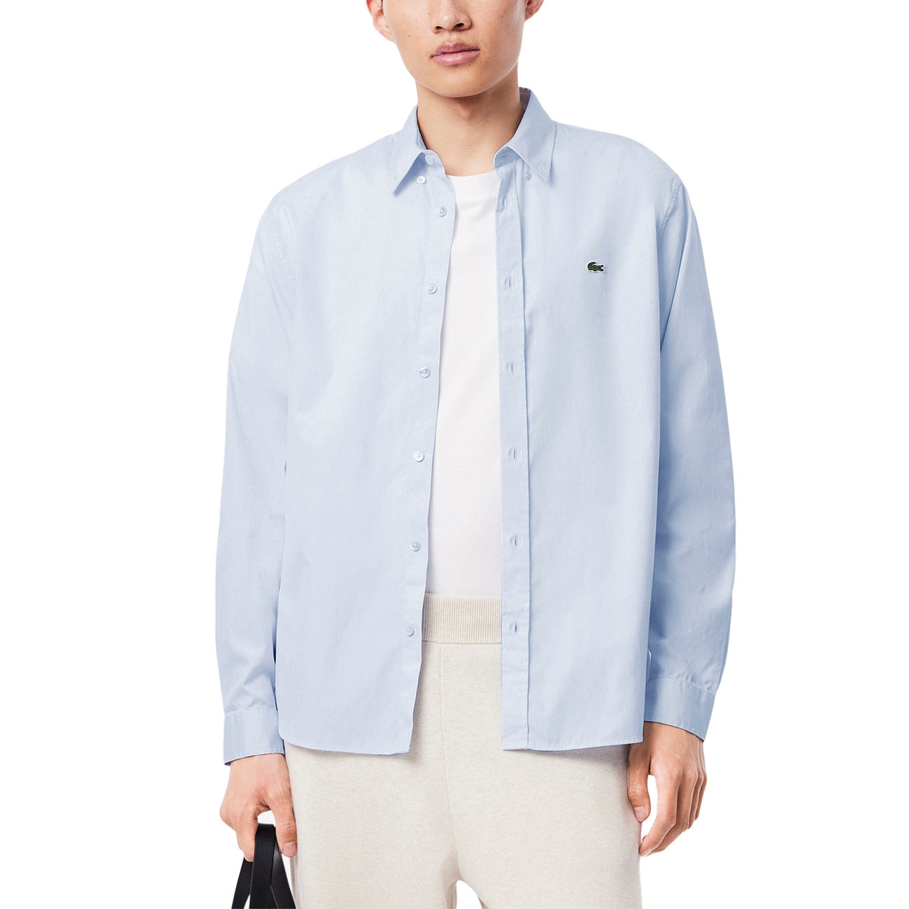 Lacoste Camicia Uomo Azzurro Manica Lunga Bottoni Colletto Classico 100% Cotone Primavera/Estate CH2933-00