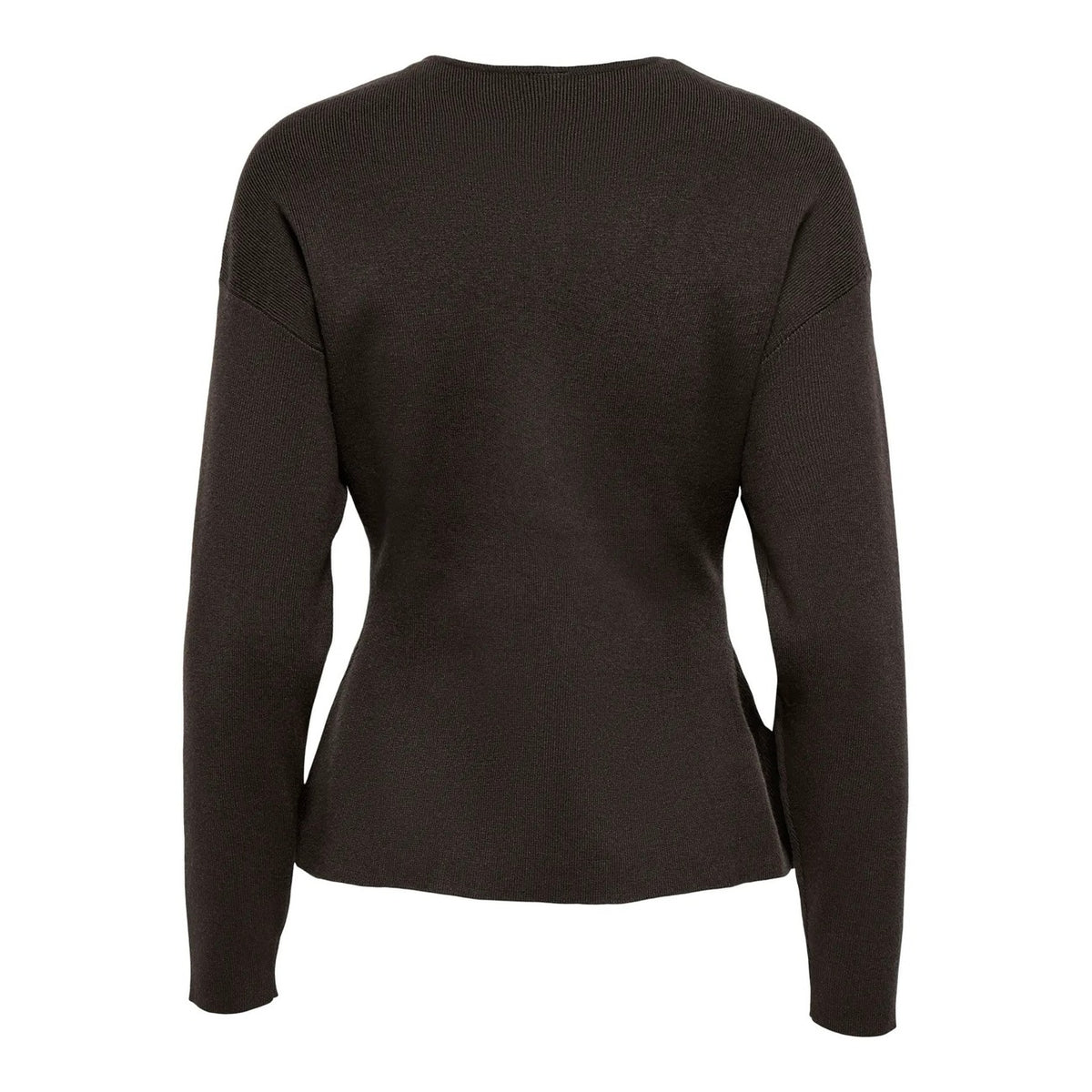 Cardigan in maglia piatta da donna Only codice 15370435 con maniche voluminose, scollo paricollo e chiusura a bottoni nei colori marrone Chocolate Torte, blu Night Sky e grigio Light Grey Melange.