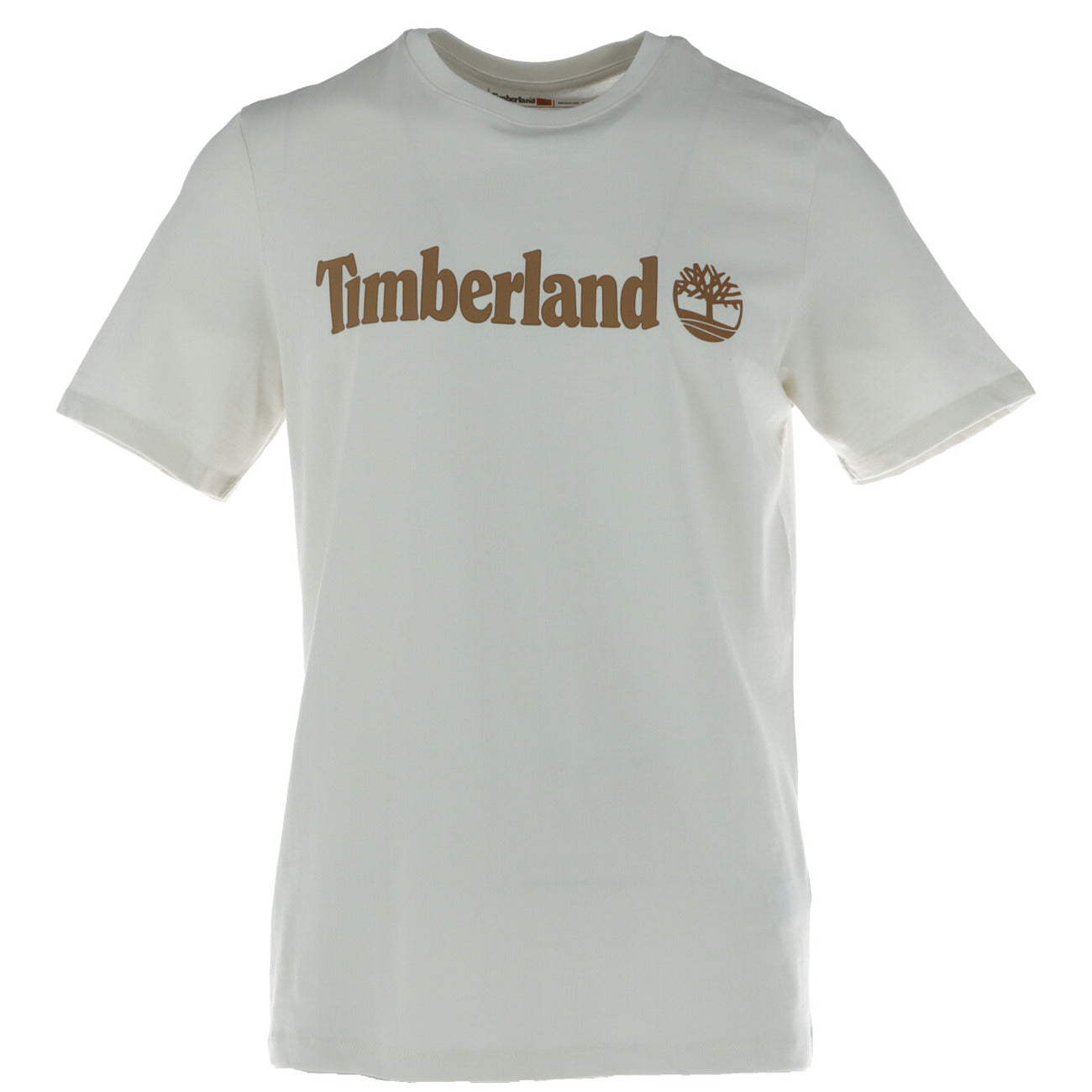 T-shirt uomo Timberland modello SHORT SLEEVE bianca in cotone a maniche corte con stampa logo e scollo tondo
