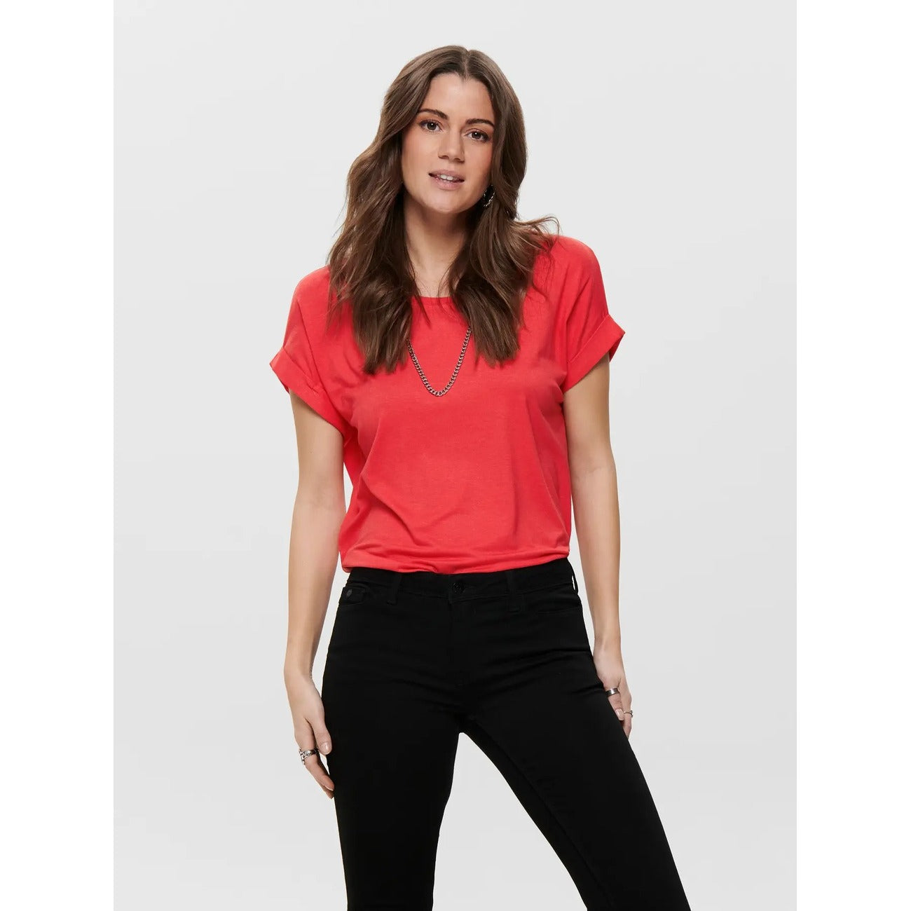 Only T-Shirt Donna Bianca Manica Corta Scollo Tondo 75% Viscosa 20% Poliestere 5% Elastan Primavera/Estate 15106662