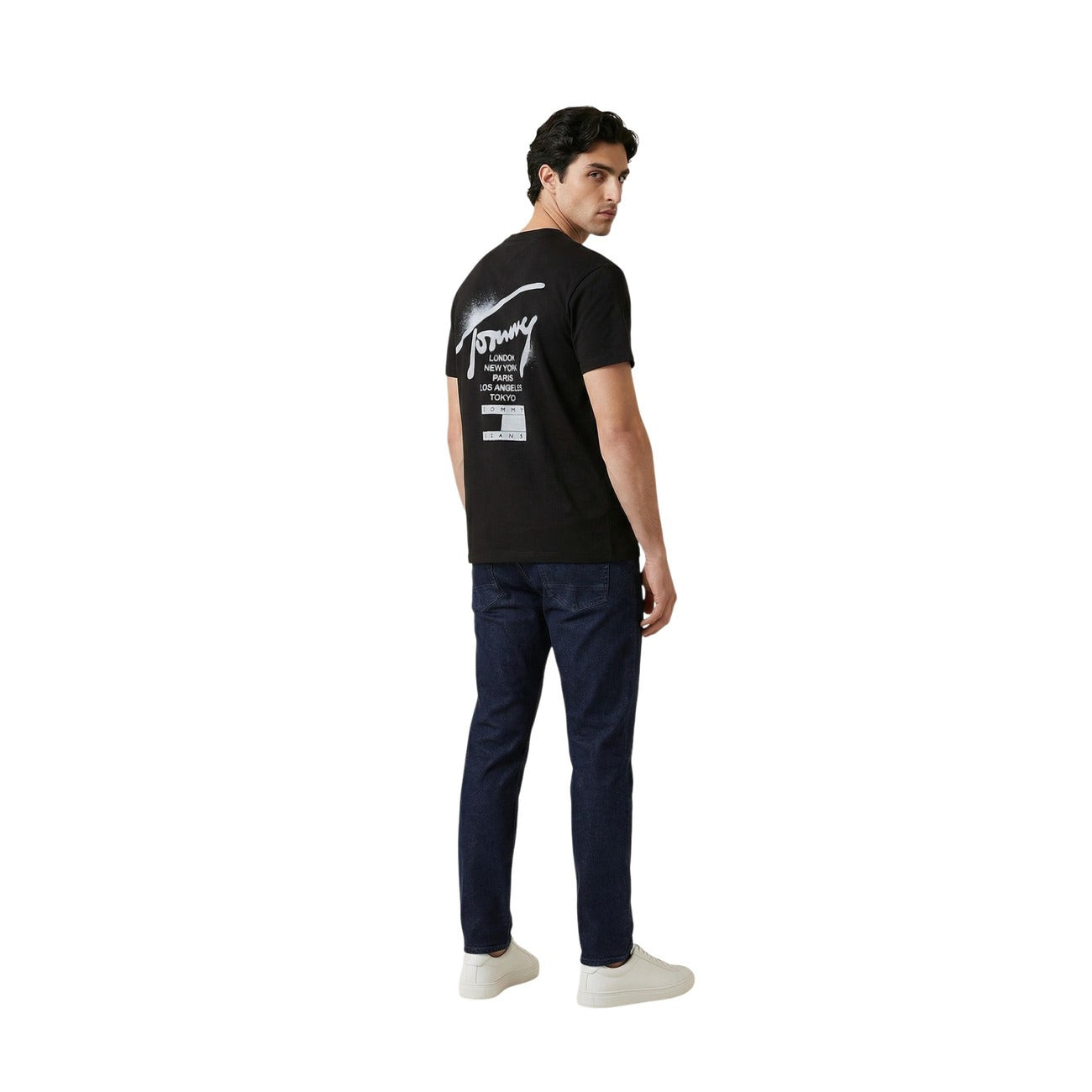 Tommy Jeans - T-shirt classica nera con logo effetto spray