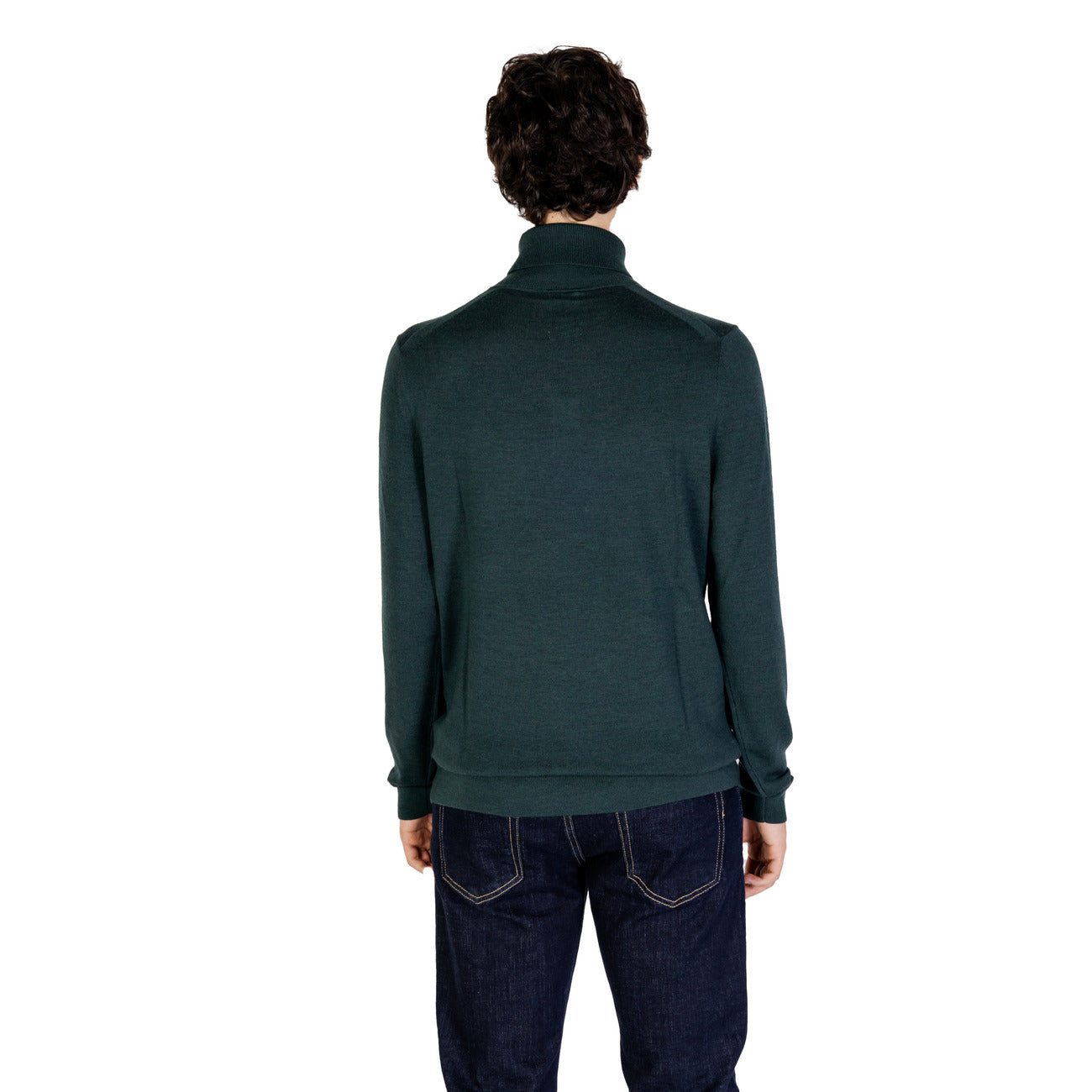 Calvin Klein Maglia Uomo Verde Collo Alto Manica Lunga Lana 100% Autunno Inverno K10K110420