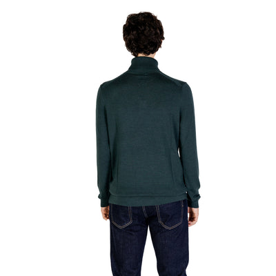 Calvin Klein Maglia Uomo Verde Collo Alto Manica Lunga Lana 100% Autunno Inverno K10K110420
