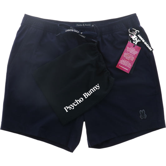 Boxer mare Psycho Bunny Blu Idrocromico; 100% poliestere. Effetto pattern a scomparsa con l'acqua, asciugatura rapida, vita con coulisse e tasche funzionali. Stile unico e tecnologico per l'estate. Vista stesa 