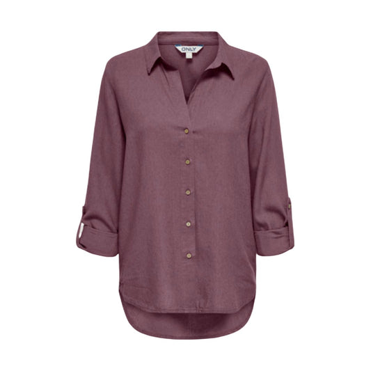 Camicia Misto Lino/Viscosa; Vestibilità loose, colletto button-down, maniche lunghe con polsini risvoltati. Il basic essenziale per ogni occasione. Colore bordeaux 