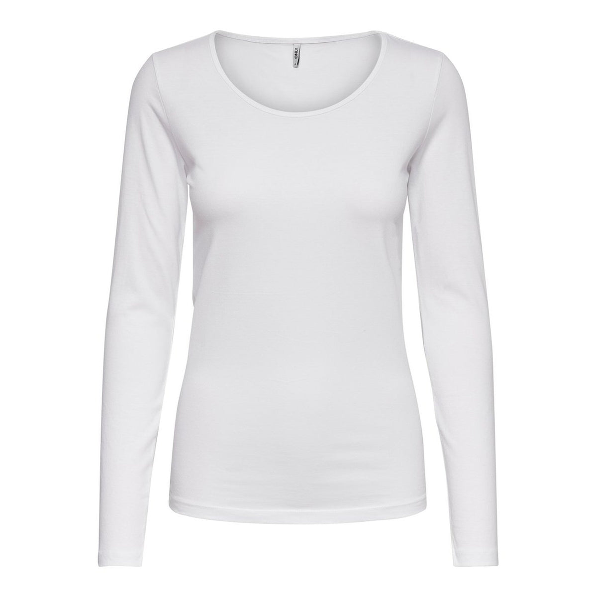 T-shirt manica lunga donna Only 15204712. Maglia paricollo stretch fit in cotone bianco e nero primavera estate.