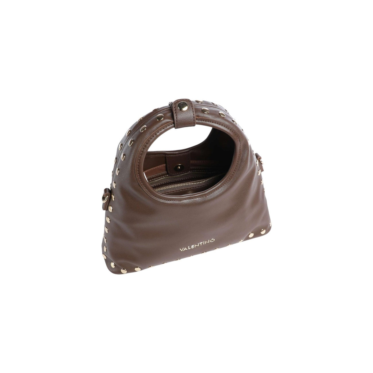 Borsa Valentino Bags Florayne marrone VBSA6608BOR. Borsetta da donna a spalla e tracolla (30x16x9 cm) a trapezio in ecopelle marrone con manico ad anello rigido, dettagli in metallo dorato e zip.