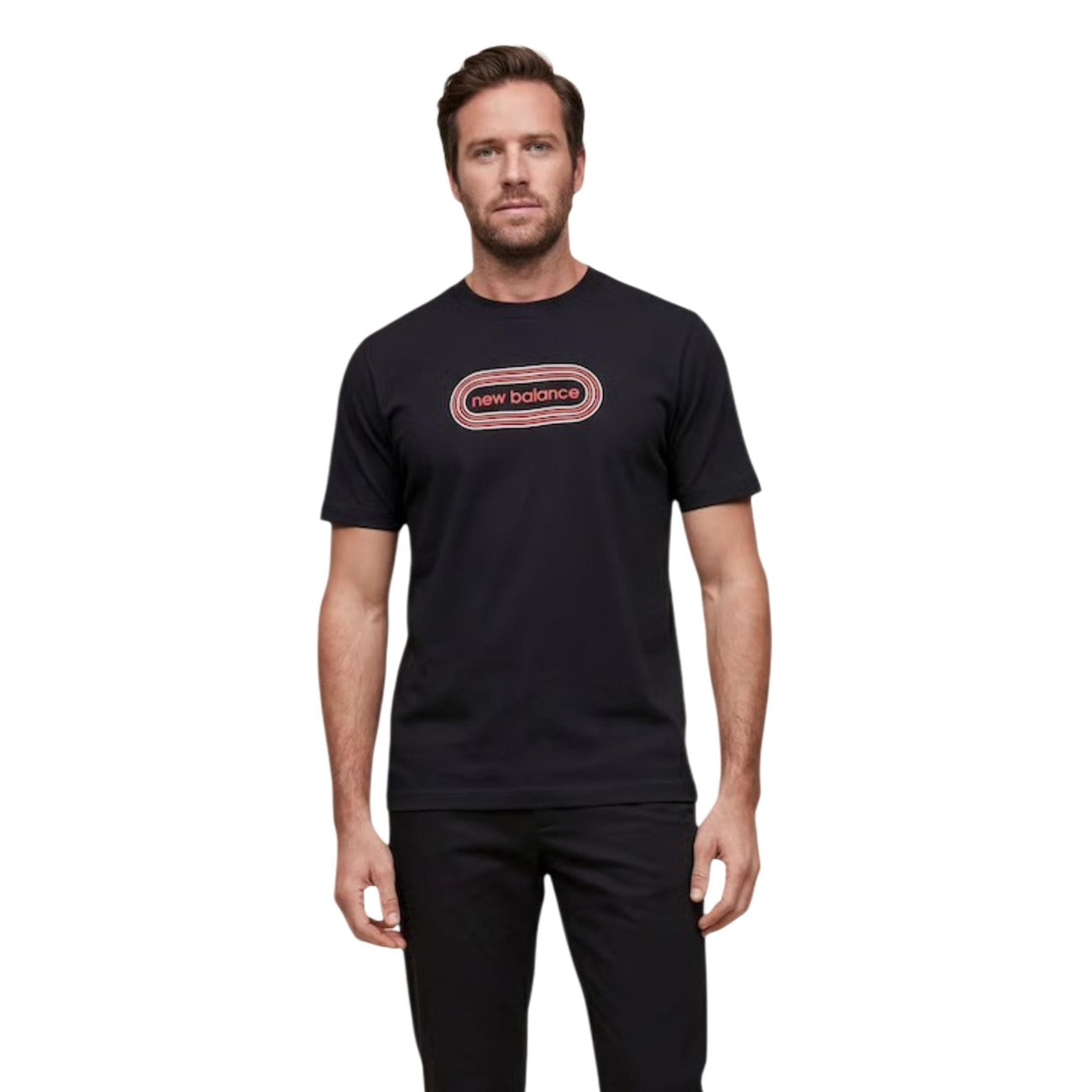 New Balance T-Shirt NB TRACK nera maniche corte Uomo vista frontale mezzo busto
