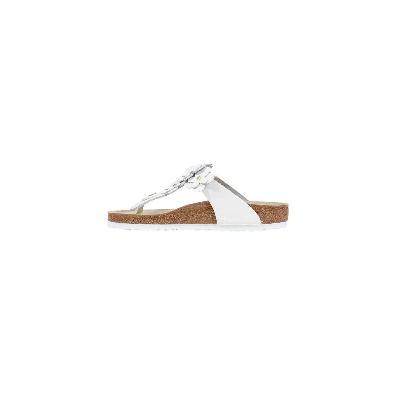 Ciabatte infradito donna Birkenstock GIZEH FLOWERS bianche con fantasia floreale primavera estate - vista laterale