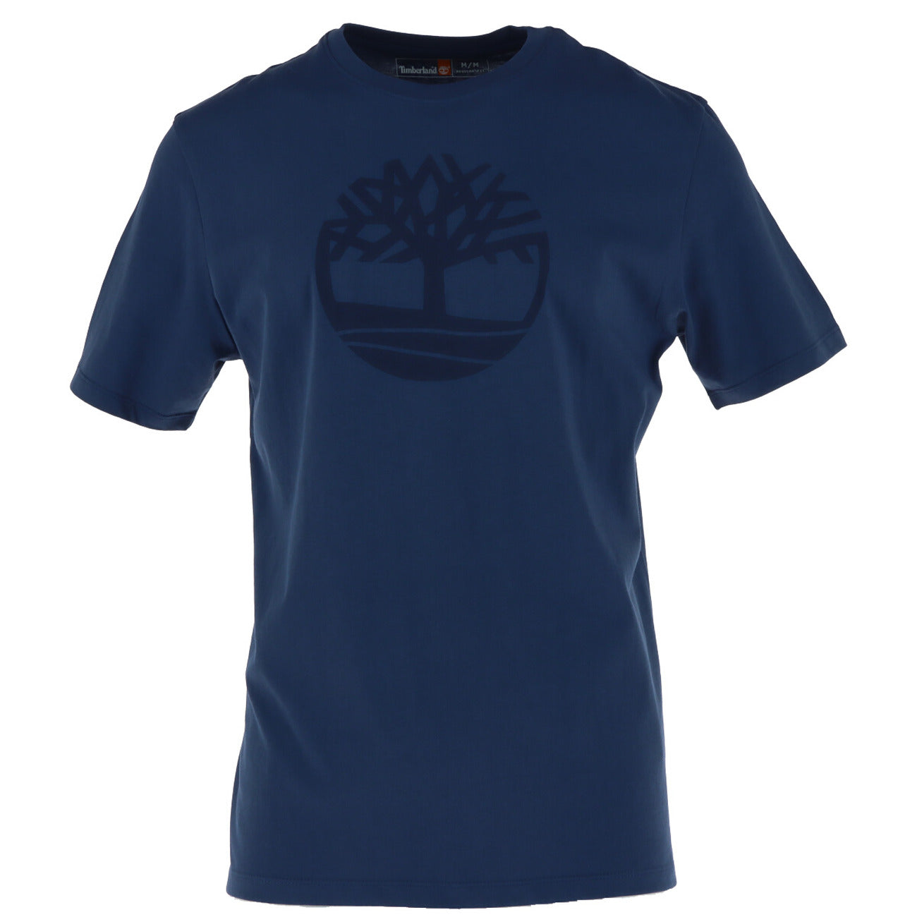 T-shirt uomo Timberland modello KENNEBEC RIVER TREE LOGO blu in cotone a maniche corte con stampa logo albero
