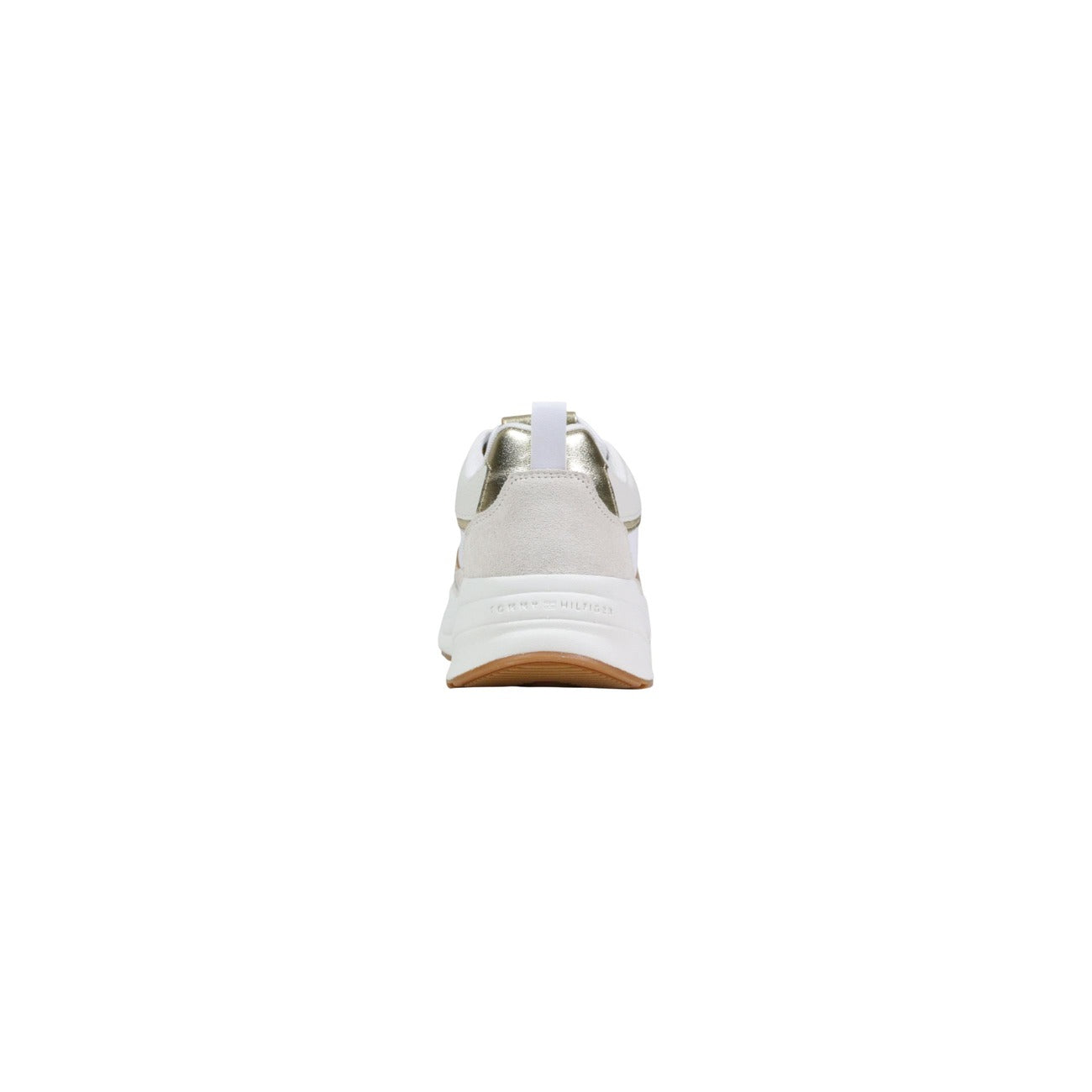 Sneakers Tommy Hilfiger Gold; 100% Nappa metallizzata. Suola chunky, interno traspirante in poliestere, soletta rimovibile. Dettagli branding smaltati, stile running anni '90, stagione Primavera/Estate. Vista posteriore 