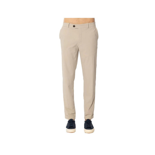 RRD Chino Regular beige in SURFLEX® antipiega; vita media con elastico e coulisse interna, finitura opaca morbida al tatto e interni con monogramma Razzle Dazzle. Vista frontale 
