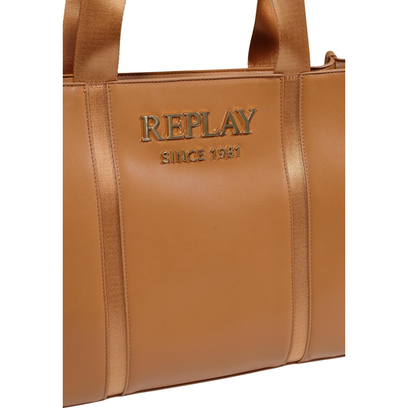 Borsa Shopper Replay Marrone; 100% Poliestere. Logo ricamato in rilievo, chiusura con zip, cuciture a vista. Dimensioni maxi 38x20x16 cm. Borsa a spalla resistente e versatile per tutte le stagioni. Dettaglio logo 