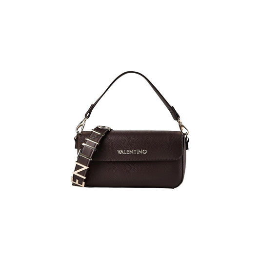 Borsa Valentino Bags Florayne marrone VBSA6608BOR. Borsetta da donna a spalla e tracolla (30x16x9 cm) a trapezio in ecopelle marrone con manico ad anello rigido, dettagli in metallo dorato e zip.