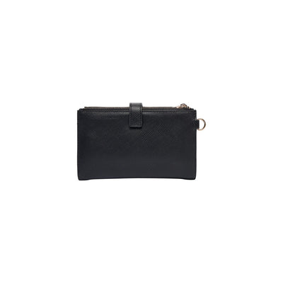 Guess Portafoglio Donna Nero con Zip e Bottone - Portamonete Scomparti Interni 18x11.5x3.5cm