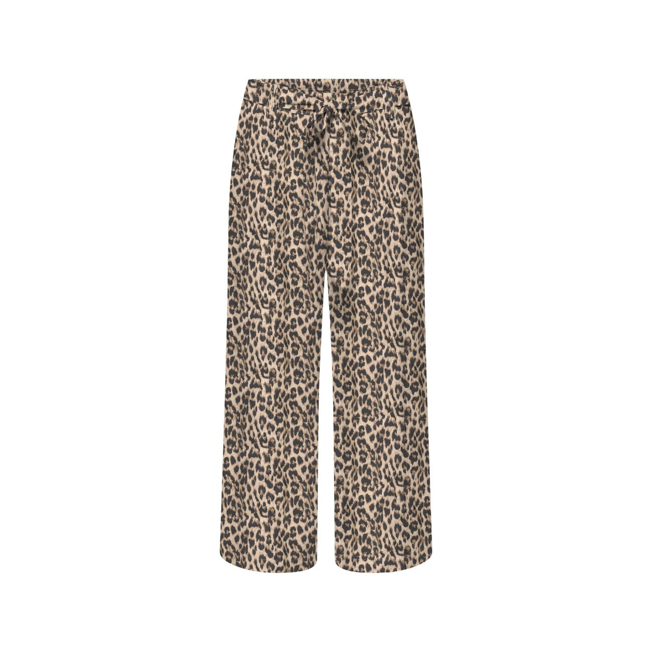 Pantaloni Palazzo Cropped Only; Fantasia Foglie. 100% Viscosa. Vita alta con cintura annodata, gamba larga, tasche laterali. Leggeri, fluidi e di tendenza per la primavera-estate. Vista stesa 
