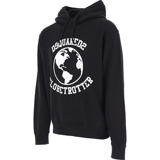 Dsquared Felpa Uomo Nera con Cappuccio Stampa Maniche Lunghe Scollo Tondo in Cotone 100% Autunno/Inverno B_43944