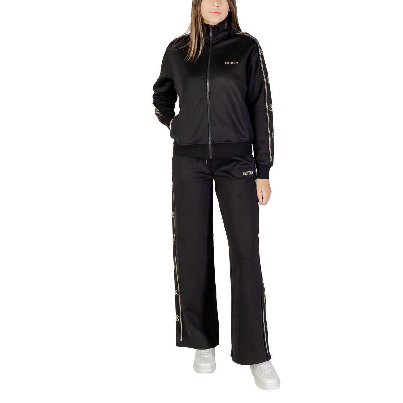 Guess Active Felpa Zip Donna Nera V5BQ15 KCX22 - Poliestere 86%