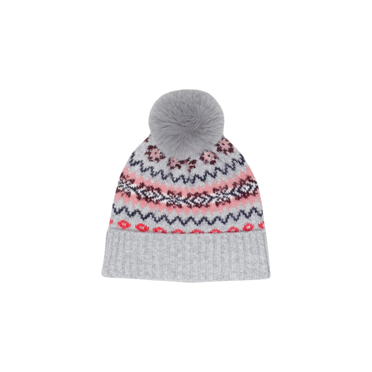 Berretto donna Pieces grigio – Cappello invernale jacquard con pompon 17166793.