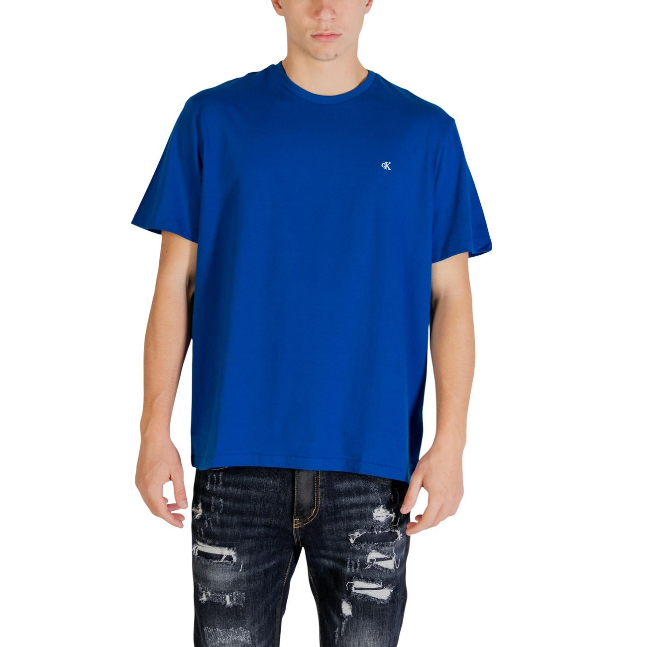 Calvin Klein Jeans T-shirt Uomo Bianca Maniche Corte Scollo Tondo - T-shirt Cotone
