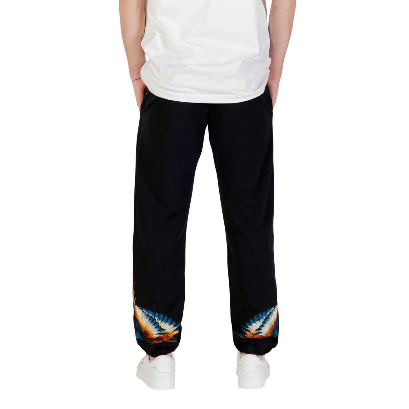 County Of Milan Pantaloni Sportivi Uomo Neri con Stampa - Pantaloni Cotone Tasche Anteriori