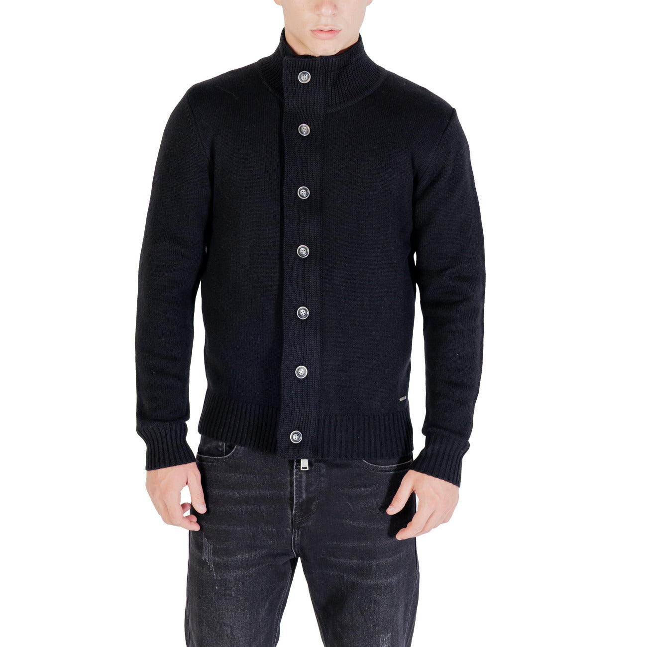 Gianni Lupo Maglioncino Uomo Bianco con Bottoni Maniche Lunghe Scollo Alto in Acrilico 40% Lana 30% Poliammide 30% GL35080-F25