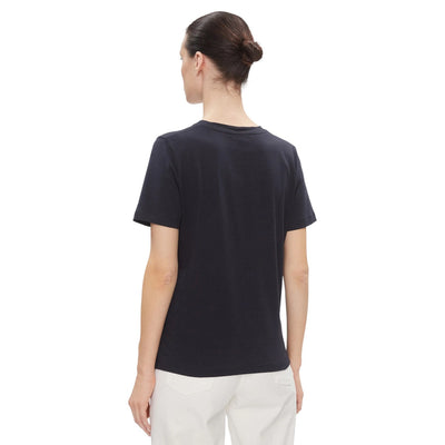 Tommy Hilfiger T-Shirt Donna Blu con Stampa Maniche Corte - T-Shirt Cotone Organico Scollo Tondo