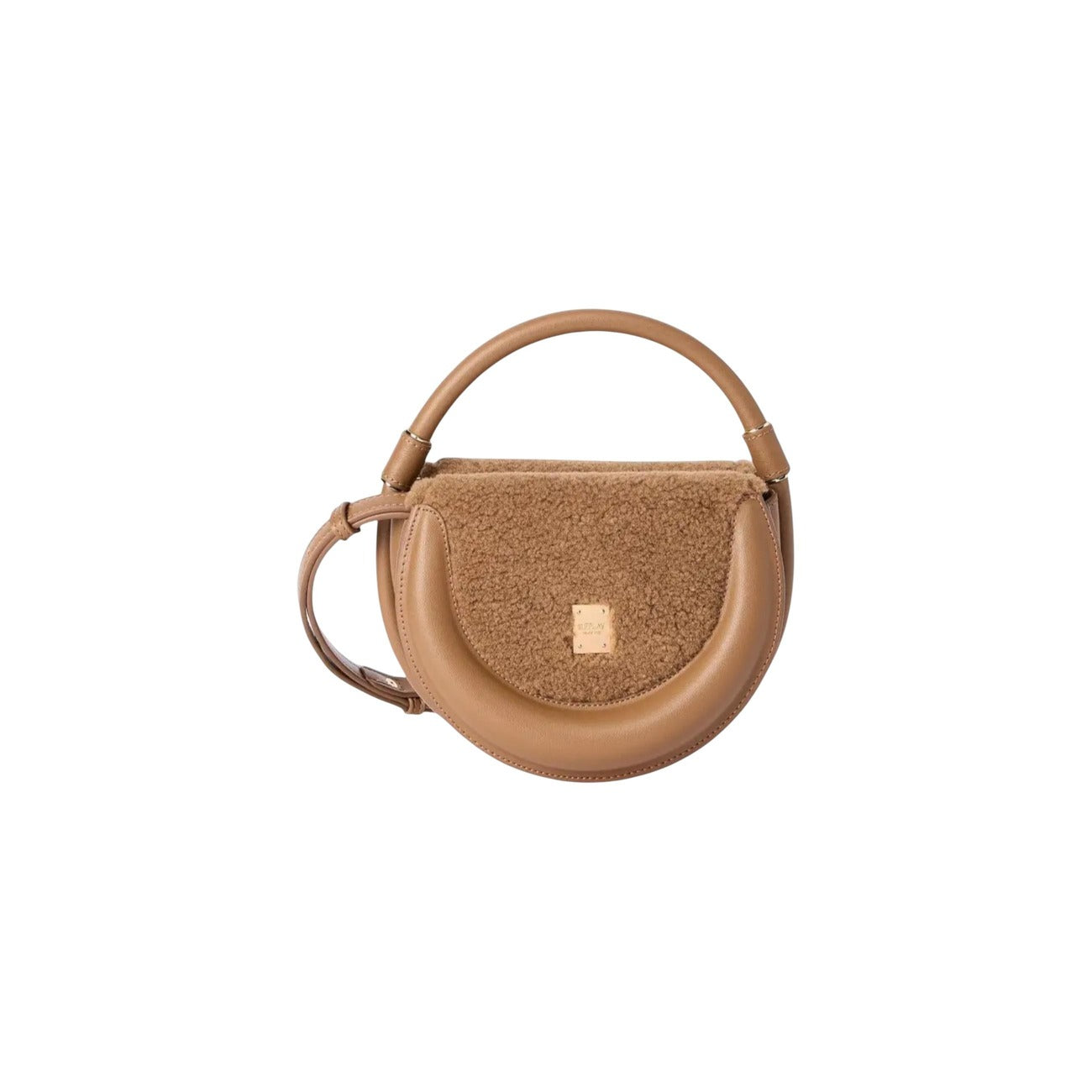 Replay Borsa Donna Marrone a Mano - Borsa con Bottoni Automatici Tasca 16x21x10cm
