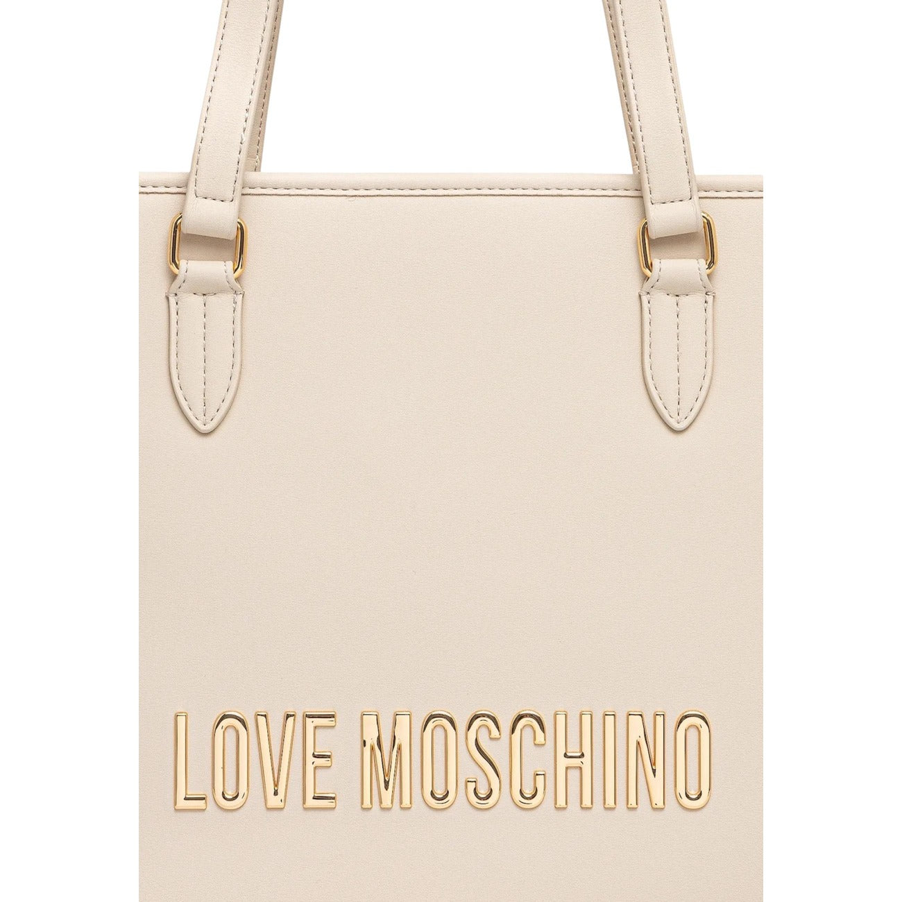 Borsa Love Moschino donna beige grande modello JC4190PP1. Shopping bag tote color beige fango/nude adatta per il lavoro e l'ufficio, con manici lunghi, scomparto ampio e scritte logo in rilievo sul davanti, stile casual chic ed elegante.
