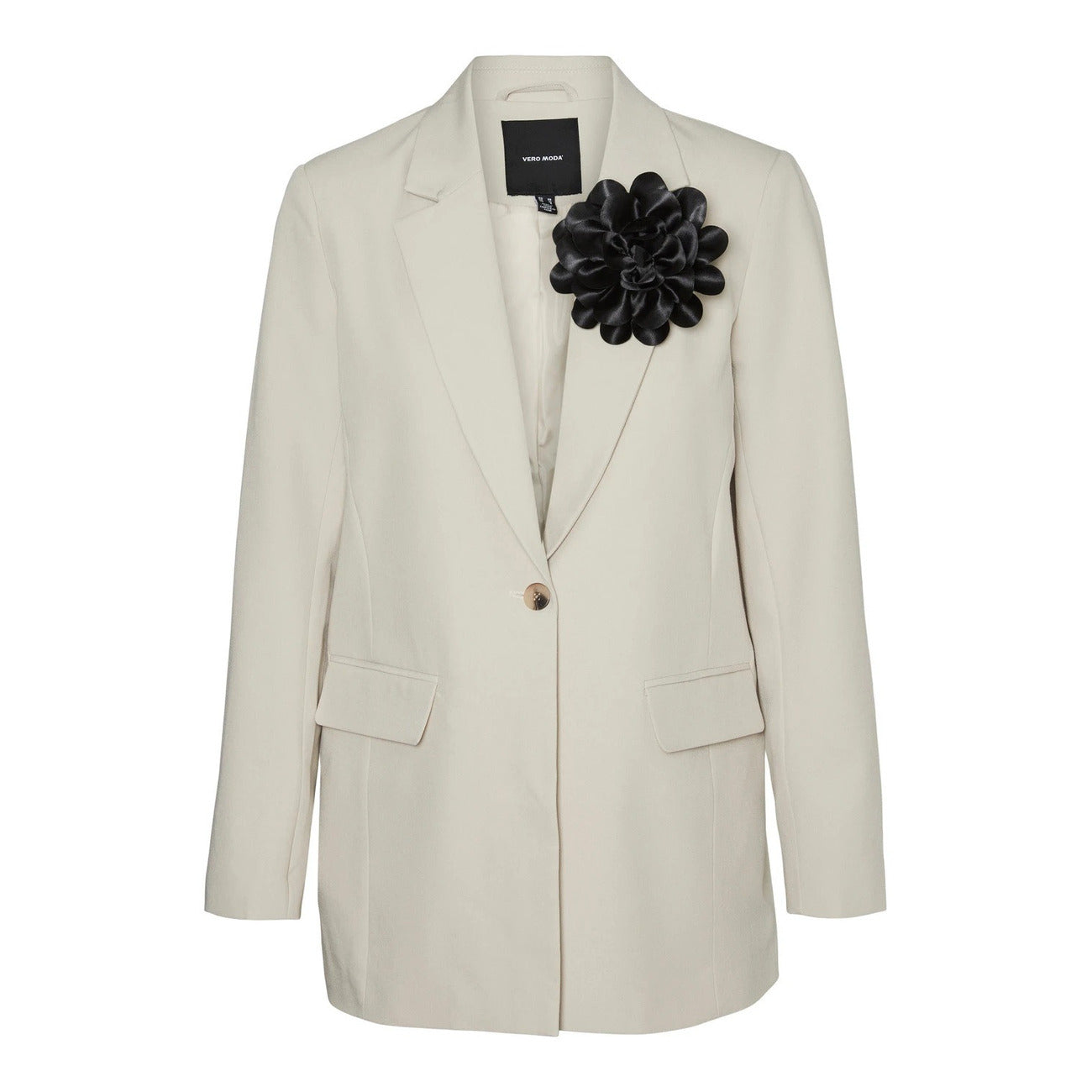 Vero Moda Giacca Donna Beige Bottone Maniche Lunghe Tasche Anteriori Lycra 2% Poliestere 80% Viscosa 18% 10306355