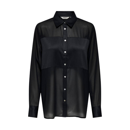 Only Camicia Donna Nera con Bottoni Maniche Lunghe - Camicia Poliestere