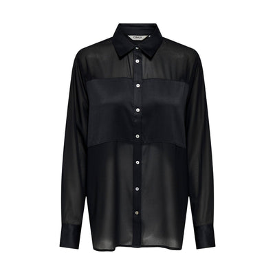 Only Camicia Donna Nera con Bottoni Maniche Lunghe - Camicia Poliestere
