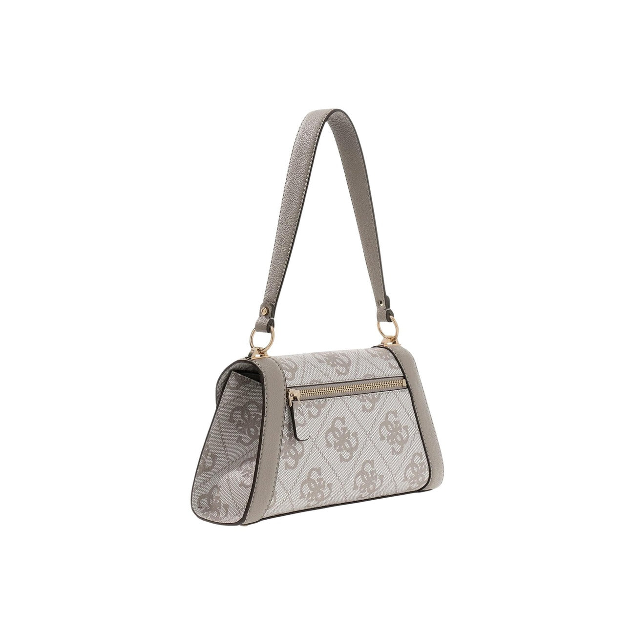 Borsa Guess donna grigia a tracolla con stampa - vista frontale con tracolla
