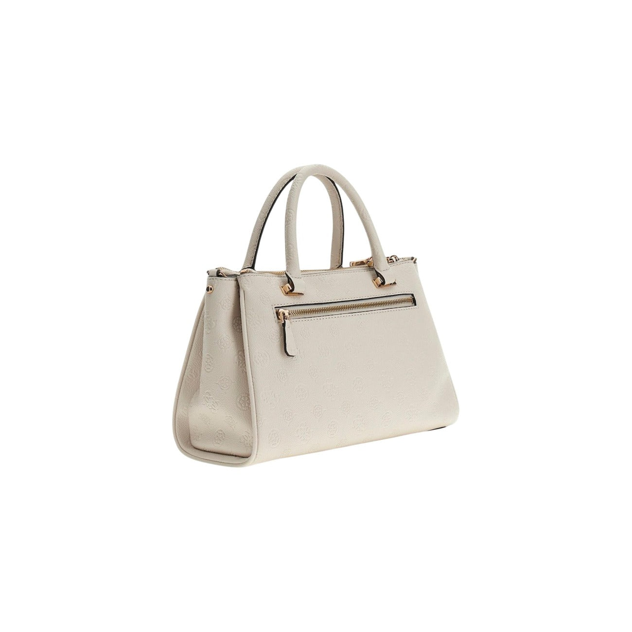Guess Anise Triple Comp Satchel HWPD99, borsa beige media con tre scomparti e charm a chiave; dettagli dorati, chiusura sicura e logo Guess, ideale per l'uso quotidiano organizzato. Vista posteriore