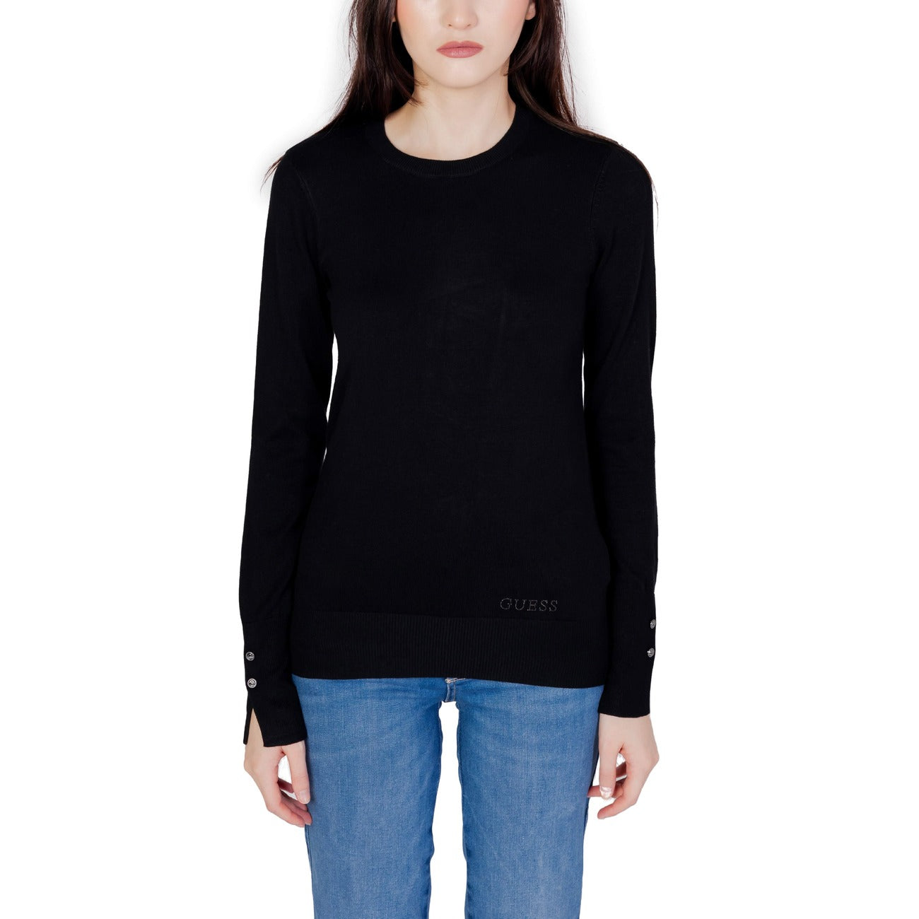 Guess Maglia Donna Nera Maniche Lunghe - Maglia Cotone