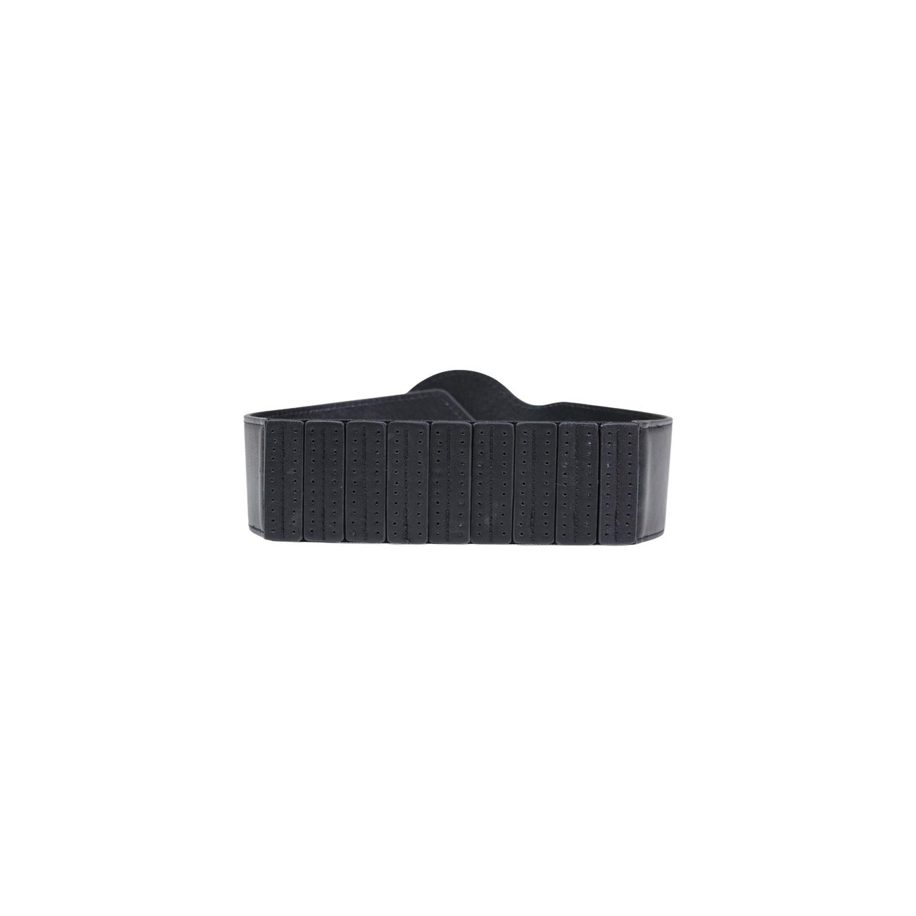Cintura a fascia Morgan De Toi; Nero/Oro. Altezza 10 cm, 100% poliuretano. Fibbia metallica dorata, stile elegante e modellante. Ideale per definire la silhouette. Posteriore 