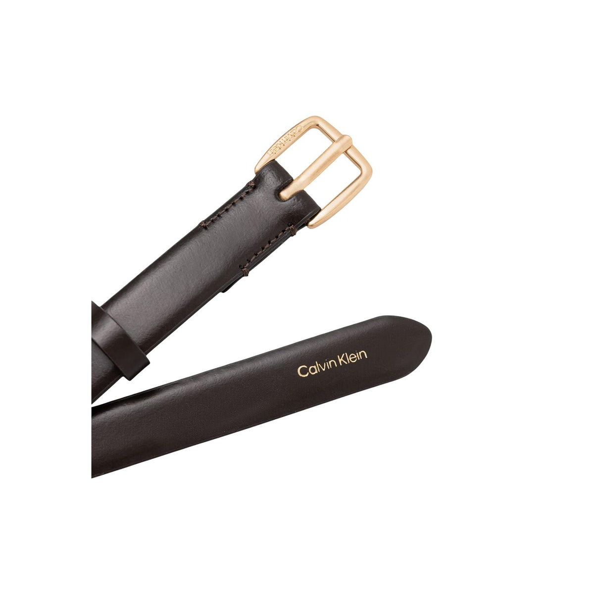 Cintura pelle marrone donna Calvin Klein – Cintura sottile 2 cm Essential Buckle LV04F7111G.